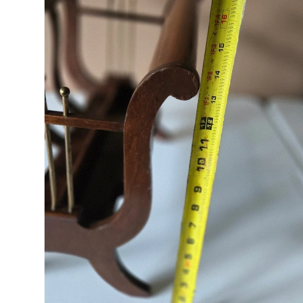 Vintage Brandt Mahogany Magazine Rack Brass Lyre Canterbury Hagerstown MD 3506